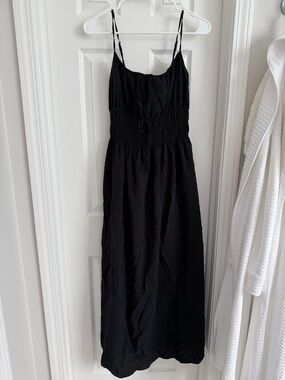 Abercrombie Black Smocked Midi Dress - Womens